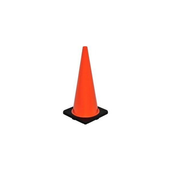 Global Equipment 28" Traffic Cone, NonReflective, Black Base, 7 lbs